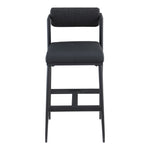 Stryker Boucle Fabric And Vegan Leather Upholstered Bar Stool in Black