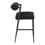 Stryker Boucle Fabric And Vegan Leather Upholstered Bar Stool in Black