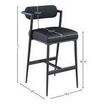 Stryker Boucle Fabric And Vegan Leather Upholstered Bar Stool in Black