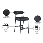 Stryker Boucle Fabric And Vegan Leather Upholstered Bar Stool in Black