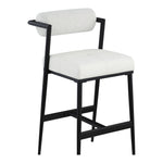 Stryker Boucle Fabric And Vegan Leather Upholstered Bar Stool in Cream