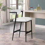 Stryker Boucle Fabric And Vegan Leather Upholstered Bar Stool in Cream
