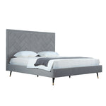 Crosby Velvet Upholstered King Bed in Gray