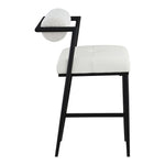 Stryker Boucle Fabric And Vegan Leather Upholstered Bar Stool in Cream
