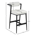 Stryker Boucle Fabric And Vegan Leather Upholstered Bar Stool in Cream