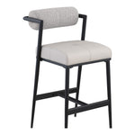 Stryker Boucle Fabric And Vegan Leather Upholstered Bar Stool in Taupe