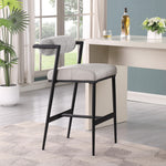 Stryker Boucle Fabric And Vegan Leather Upholstered Bar Stool in Taupe