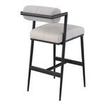 Stryker Boucle Fabric And Vegan Leather Upholstered Bar Stool in Taupe