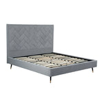 Crosby Velvet Upholstered King Bed in Gray