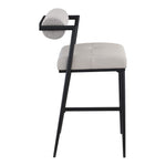 Stryker Boucle Fabric And Vegan Leather Upholstered Bar Stool in Taupe