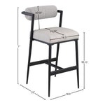 Stryker Boucle Fabric And Vegan Leather Upholstered Bar Stool in Taupe