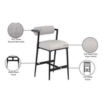 Stryker Boucle Fabric And Vegan Leather Upholstered Bar Stool in Taupe