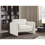 Stylus Boucle Fabric Upholstered Chair in Cream