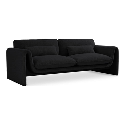 Stylus 86" Boucle Fabric Upholstered Sofa in Black