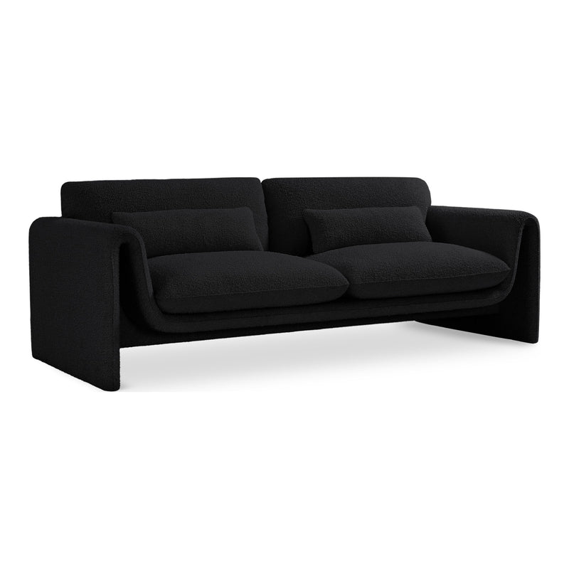 Stylus 86" Boucle Fabric Upholstered Sofa in Black