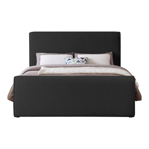 Stylus Boucle Fabric Upholstered King Bed (3 Boxes) in Black