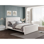 Stylus Boucle Fabric Upholstered King Bed (3 Boxes) in Cream
