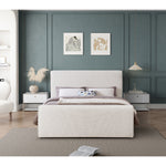 Stylus Boucle Fabric Upholstered King Bed (3 Boxes) in Cream