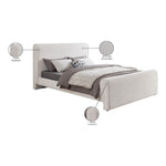 Stylus Boucle Fabric Upholstered King Bed (3 Boxes) in Cream