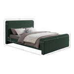 Stylus Boucle Fabric Upholstered King Bed (3 Boxes) in Green