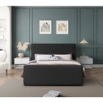 Stylus Boucle Fabric Upholstered Queen Bed (3 Boxes) in Black
