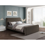 Stylus Boucle Fabric Upholstered Queen Bed (3 Boxes) in Brown