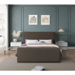 Stylus Boucle Fabric Upholstered Queen Bed (3 Boxes) in Brown