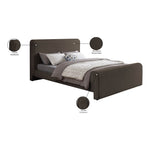 Stylus Boucle Fabric Upholstered Queen Bed (3 Boxes) in Brown