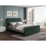 Stylus Boucle Fabric Upholstered Queen Bed (3 Boxes) in Green