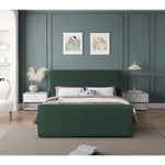 Stylus Boucle Fabric Upholstered Queen Bed (3 Boxes) in Green