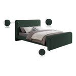 Stylus Boucle Fabric Upholstered Queen Bed (3 Boxes) in Green