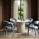Sylvester Vegan Leather Upholstered Dining Chair in Light Blue
