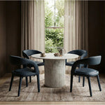 Sylvester Vegan Leather Upholstered Dining Chair in Navy