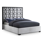 Taj Velvet Upholstered King Bed in White