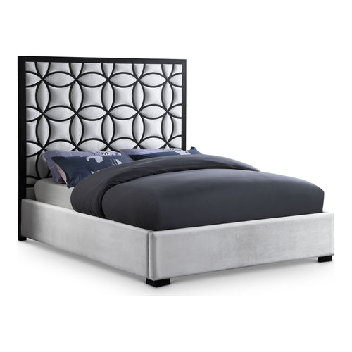 Taj Velvet Upholstered King Bed in White