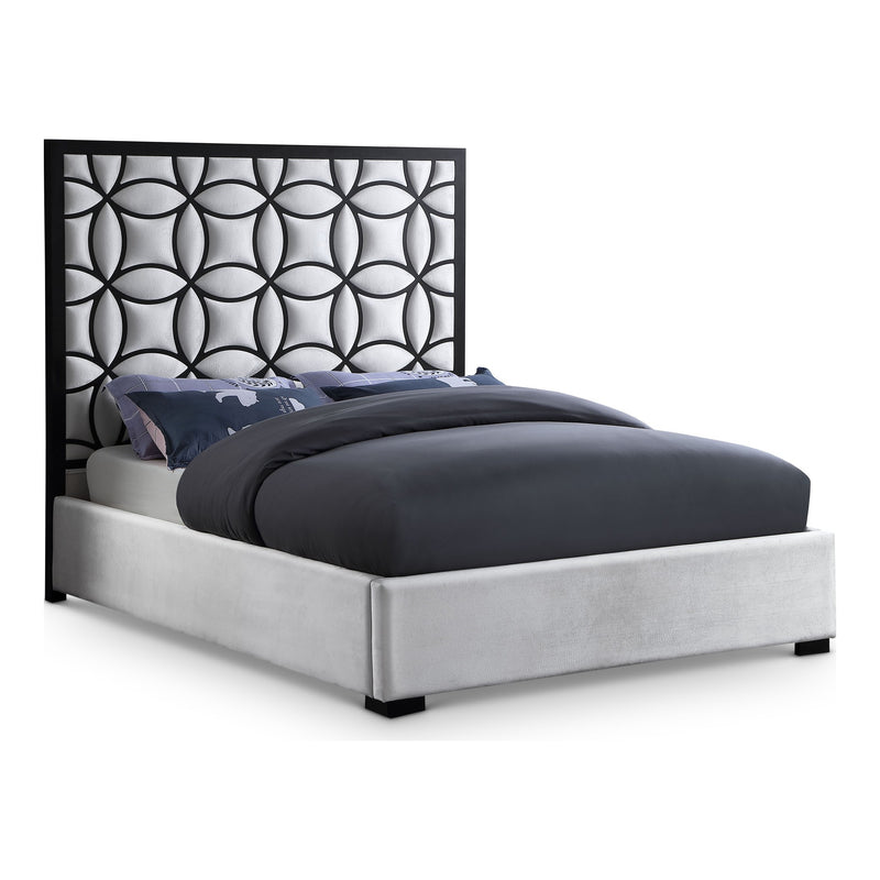 Taj Velvet Upholstered King Bed in White