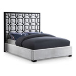 Taj Velvet Upholstered Queen Bed in White