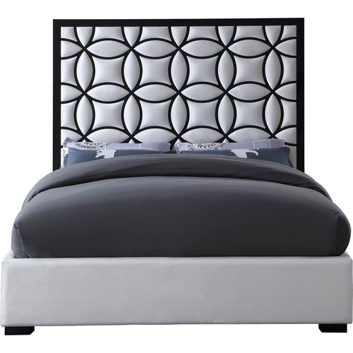 Taj Velvet Upholstered Queen Bed in White
