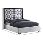 Taj Velvet Upholstered Queen Bed in White