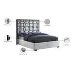 Taj Velvet Upholstered Queen Bed in White