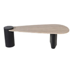 Taverna Travertine Top And Oak Wood Base Coffee Table in Natural