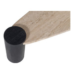 Taverna Travertine Top And Oak Wood Base Coffee Table in Natural