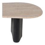 Taverna Travertine Top And Oak Wood Base Coffee Table in Natural