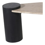 Taverna Travertine Top And Oak Wood Base Coffee Table in Natural