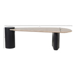 Taverna Travertine Top And Oak Wood Base Coffee Table in Natural