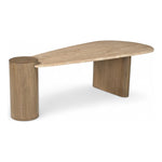 Taverna Travertine Top And Oak Wood Base Coffee Table in Natural