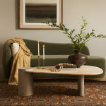 Taverna Travertine Top And Oak Wood Base Coffee Table in Natural