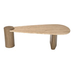 Taverna Travertine Top And Oak Wood Base Coffee Table in Natural