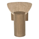 Taverna Travertine Top And Oak Wood Base Coffee Table in Natural