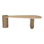 Taverna Travertine Top And Oak Wood Base Coffee Table in Natural